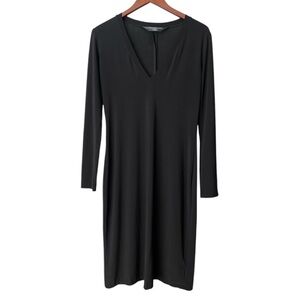 Norma Kamali Long Sleeve V-Neck Slinky Jersey Midi Dress – Size Medium
